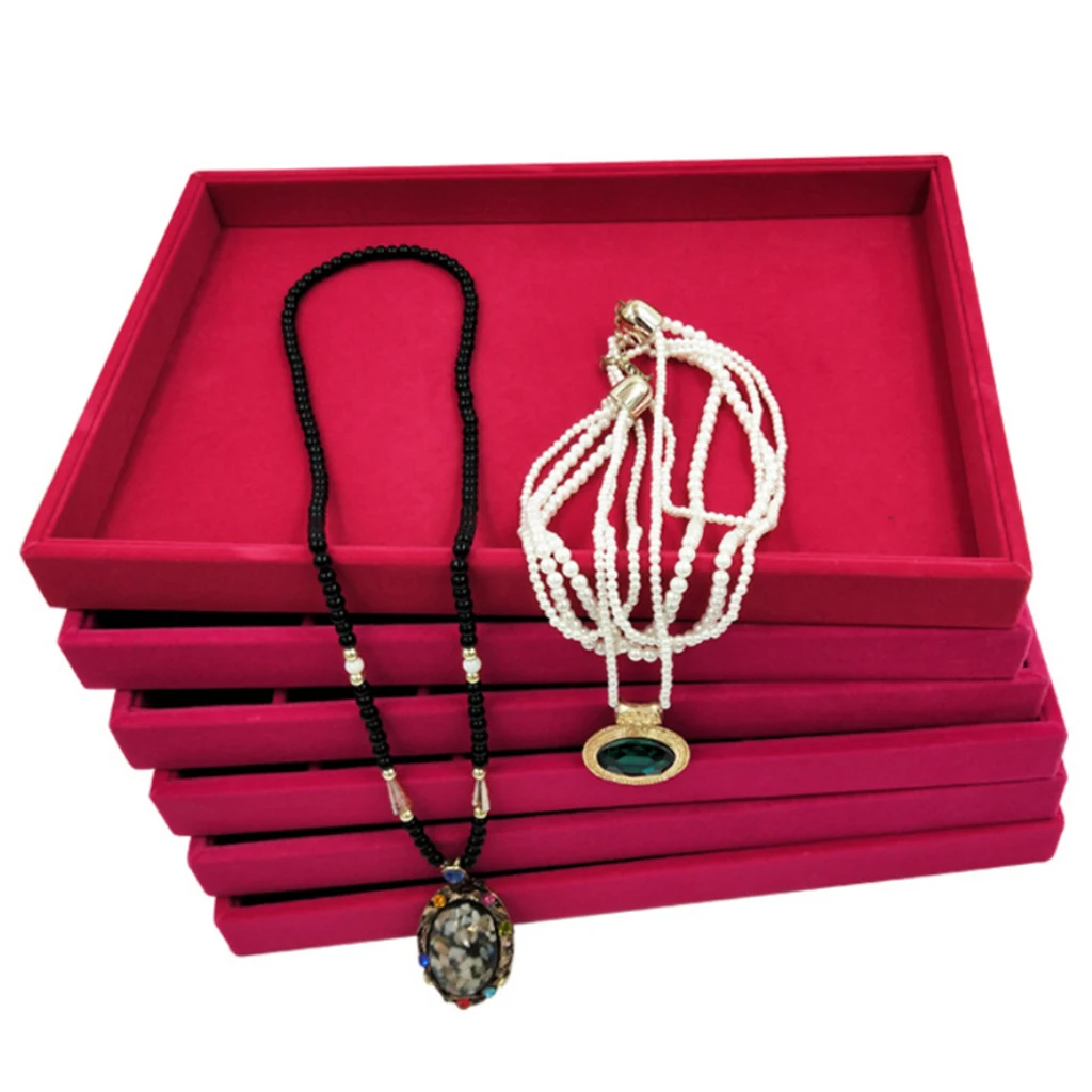  Rose Pink Velvet Jewelry Display Organizer Box Tray Showcase For Pendant Earring Necklace 12/24/30 Grids