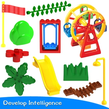 

DIY Building Blocks Figures Plastic Swing Dinosaurs Figures Animal Accessories Toys For Children City Brick Toys for Children