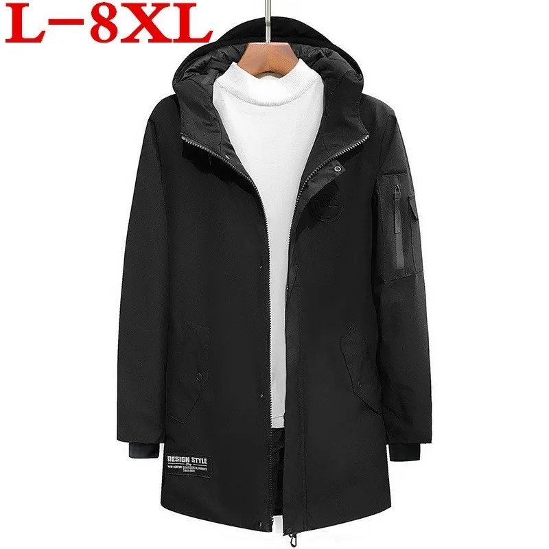 2018 Новый Плюс Размер 8XL 7XL 6XL длинная теплая зимняя куртка мужская брендовая
