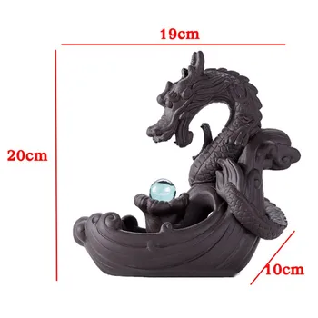 

Dragon Ceramic Smoke Waterfall Backflow Incense Burner Censer+ 50x Cone Incenses