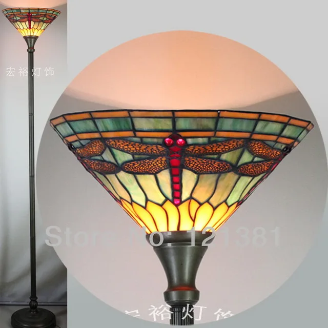 Tiffany Style Dragonfly Torchiere Lamp For Living Room Floor Tiffany Style Dragonfly Torchiere Lamp For Living Room Floor Uplight Stained Gl Lampshade Indoor Lighting W14