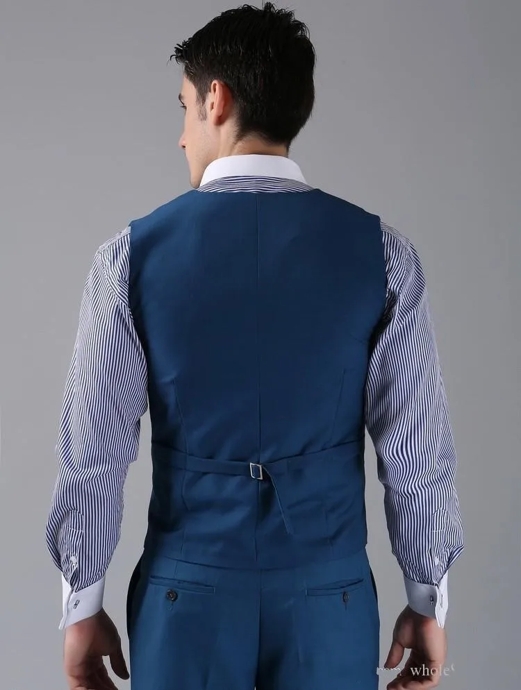 New Arrival Groom Vests Blue Groomsmens/Best Man Vest Custom Made Size and Color Four Buttons Wedding/Prom/Dinner Waistcoat