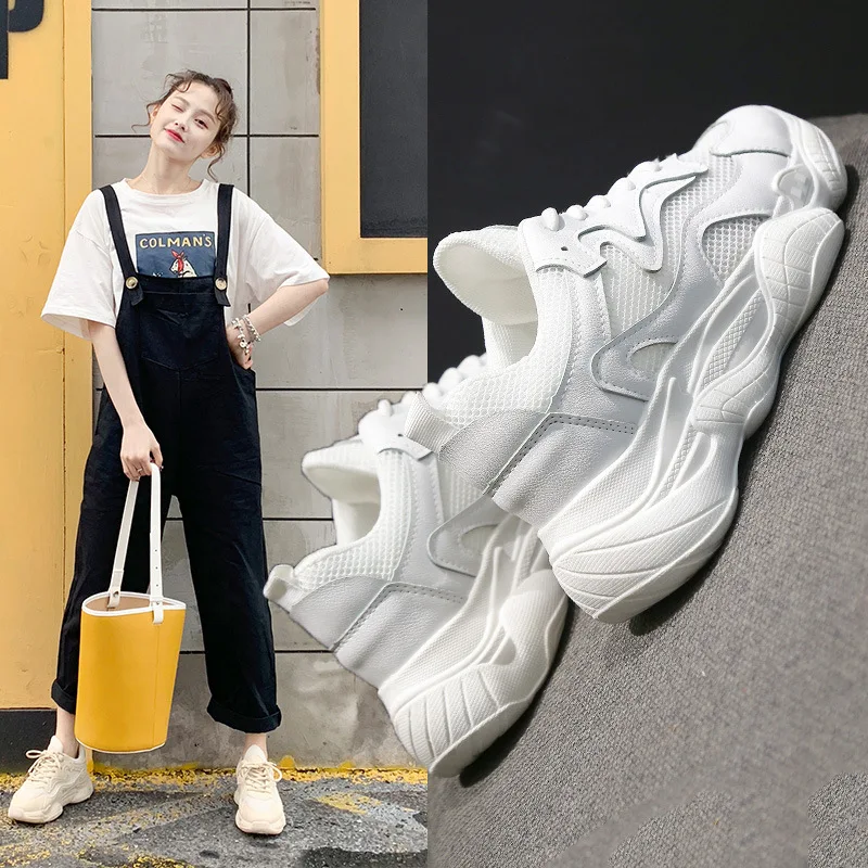 

8908 2019 new breathable sports shoes small white shoes women's shoes mesh wild casual
