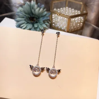 

Quality 925 Sterling Silver Personality Women Earrings Smart Wings Shape Women Drop Earrings Fashion Statement Dangle Earrings