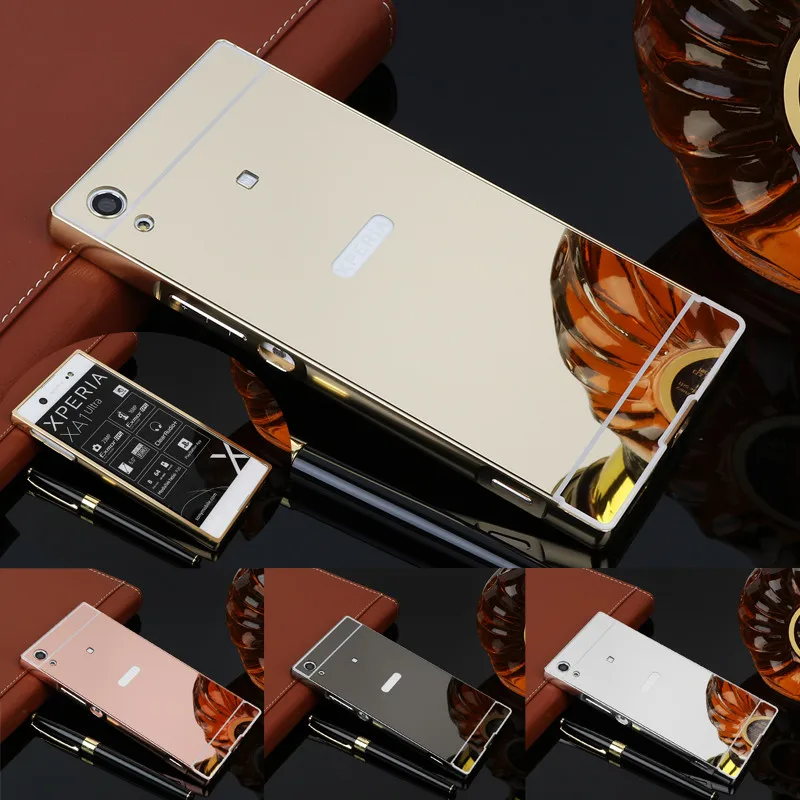 

For Sony XA1 Mirror Case Plating Metal Frame Cover with Mirror Back Cover Hard Case for Sony Xperia XA1 G3112 G3116 G3121 5.0