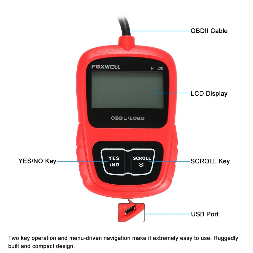 OBDII/EOBD автомобильные инструменты универсальный автомобильный OBD 2 диагностический сканер FOXWELL NT200 автомобильный двигатель инструмент код ридер может