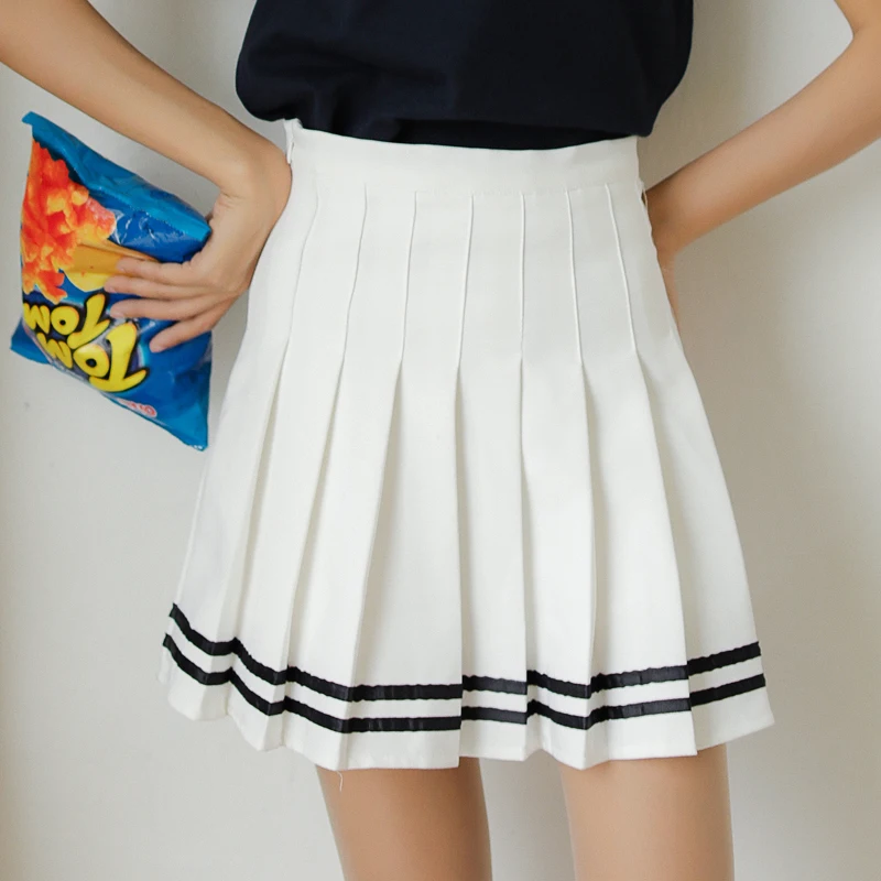 

2019 Female Pleated Skirt Korean A High Waist Female Ladies Clothing Harajuku Kawaii Ulzzang Thick Vintage Skirts For Women