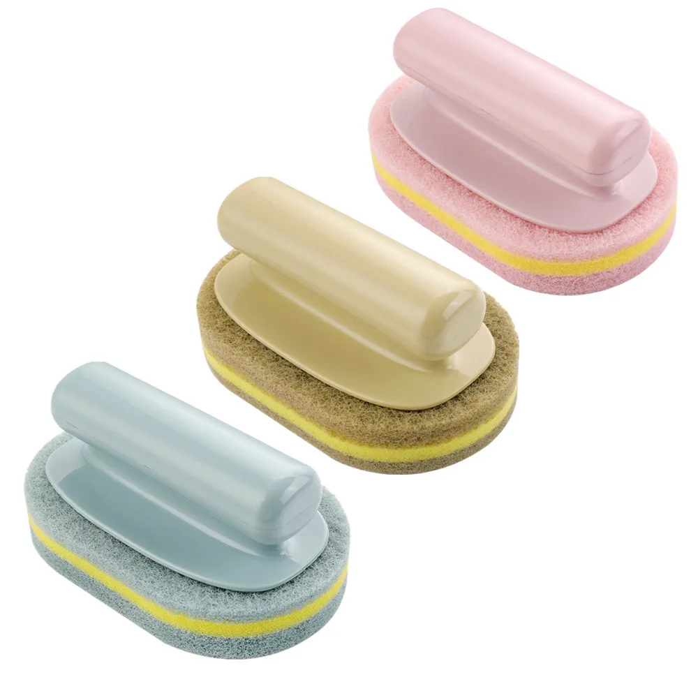 Best Toilet brush cleaning Kitchen Cleaning Bathroom Toilet Kitchen Glass Wall Cleaning Bath Brush Plastic Handle Sponge Bath Bottom