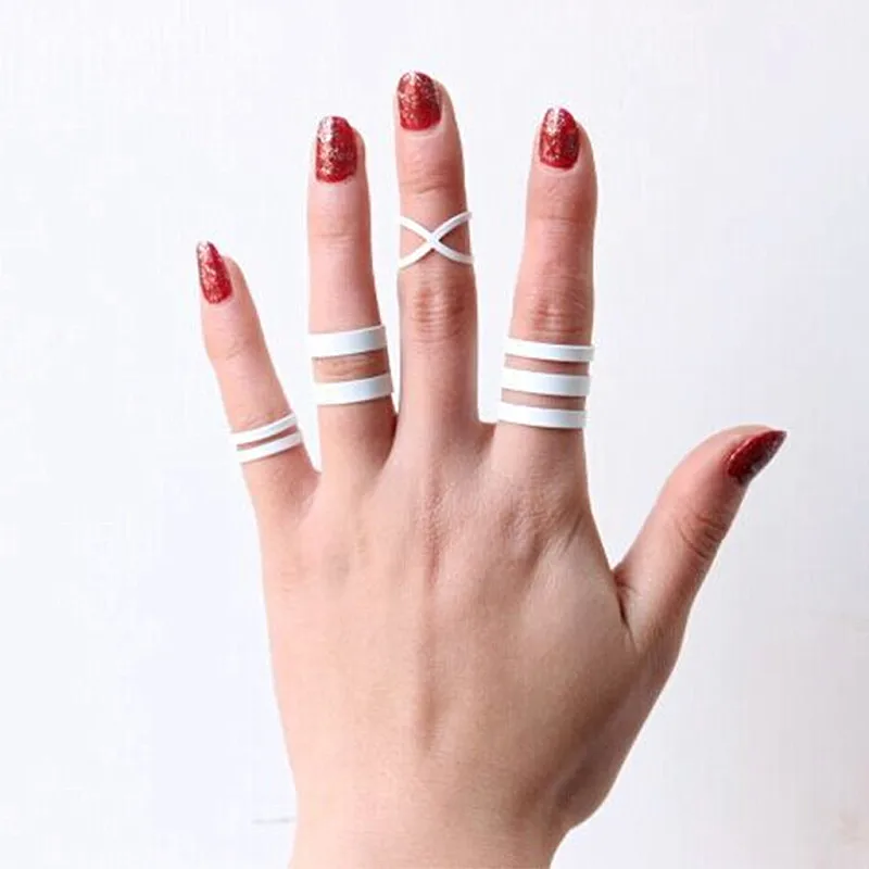 

Timlee R055 Free Shipping New Simple Hollowing Out White Geometry Alloy Finger Rings Set Personality Jewelry Wholesale