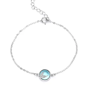

925 Sterling Silver Adjustable Link Chain Crystal Mermaid Charm Bracelets & Bangle For Women Wedding Gift Femme Jewelry sl326
