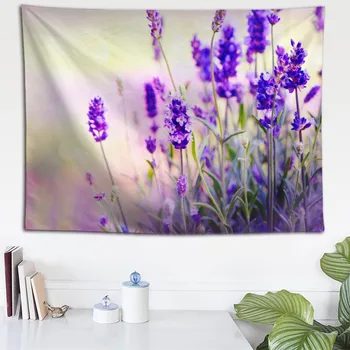 

Custom Lavender Flowers Wall Cloth Hanging Tapestry Wedding Party Gift Bedspread Beach Towel Yoga Picnic Mat 140X200cm