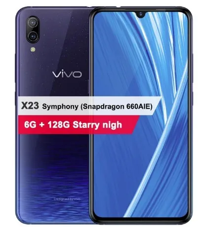 Смартфон VIVO X23, 8 ГБ, 128 ГБ, четыре ядра, 6,41 дюймов, полный экран, двойная камера заднего вида, Android 12MP+ 13 M, 4G, LTE, мобильный телефон - Цвет: 6GB 128GB STARY NIGH