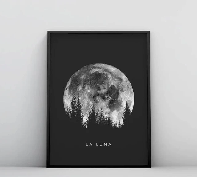 Lunar Moon Print Full Moon Art Vintage Luna Print Solar System Art Celestial Dorm Room Artwatercolor Astronomy Poster Painting Calligraphy Aliexpress