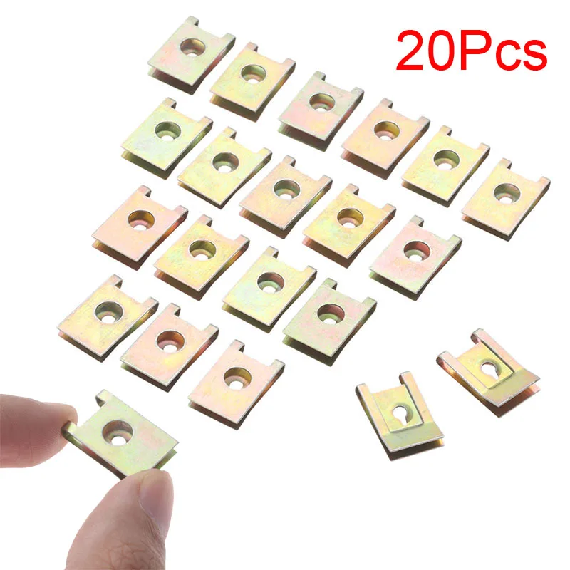 

Fender U Type Clips Guard Clamp Metal Gasket Car Fastener 20PCS Nut Bumper Doors Interior Parts Durable Useful