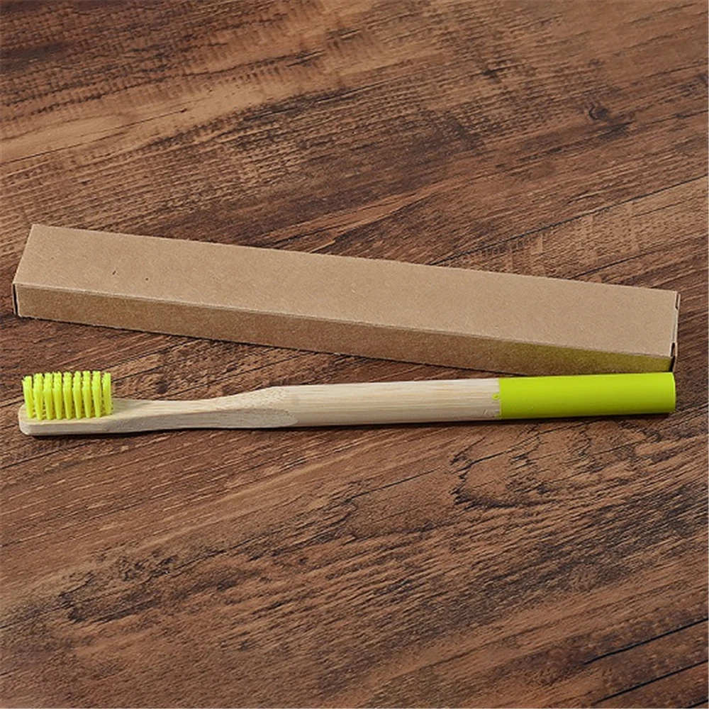 1 шт. Экологичная бамбуковая зубная щетка средняя щетина биоразлагаемая безпластичная зубная щетка для взрослых кисточка с бамбуковой ручкой