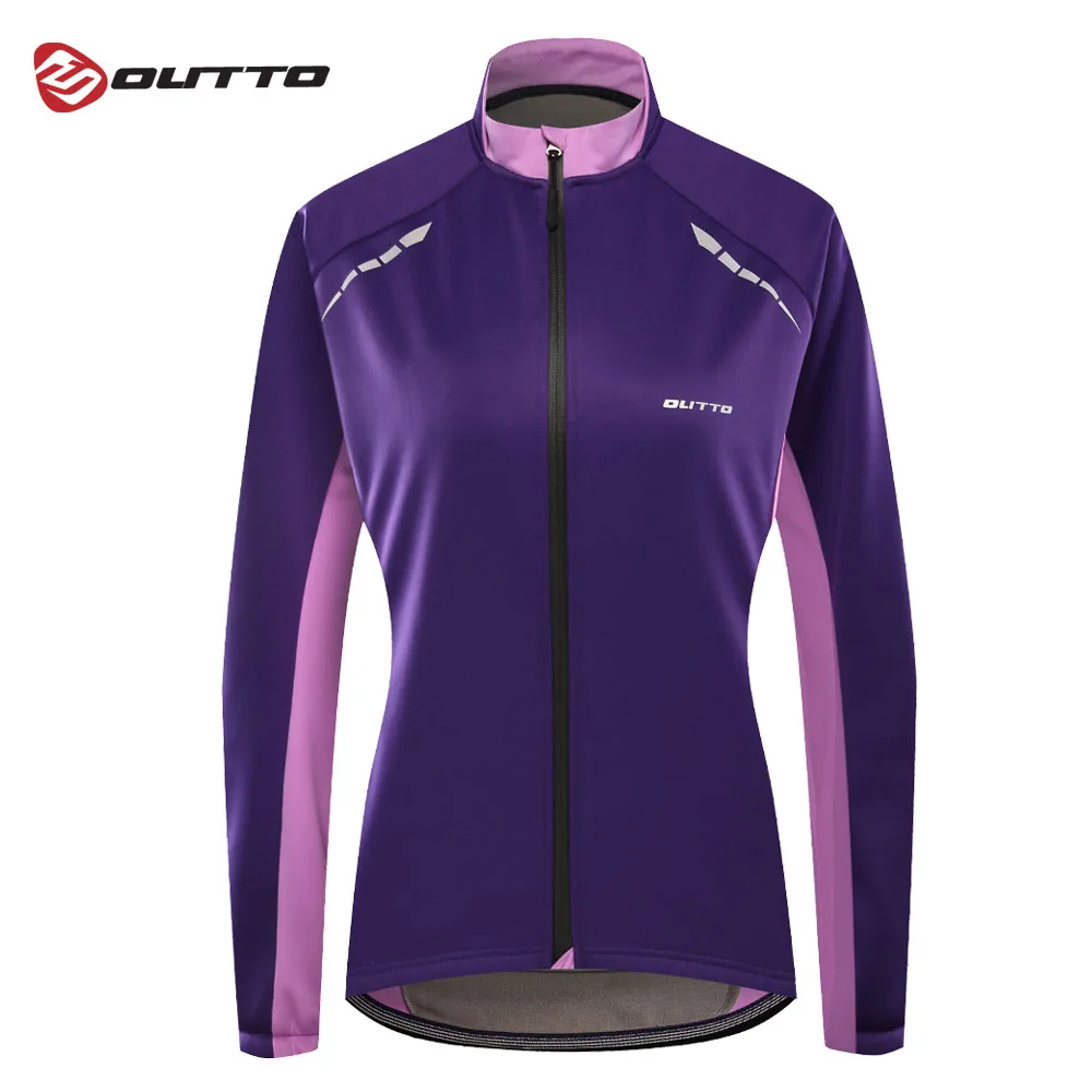 

Outto Women's Thermal Fleece Cycling Jacket Windproof Warm Outdoor Sport Downhill Riding Winter Bicycle Jersey