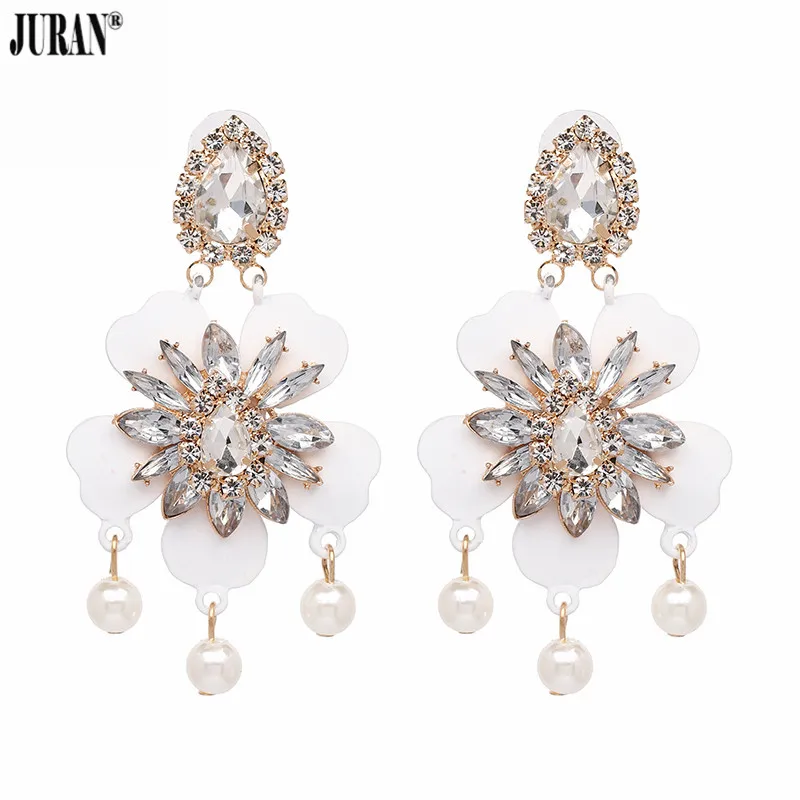 

JURAN 6 Colors Fashion Acrylic Luxury Drop Earrings for Women Bohemian Simulated Pearl Dangle Jewelry Statement Earrings