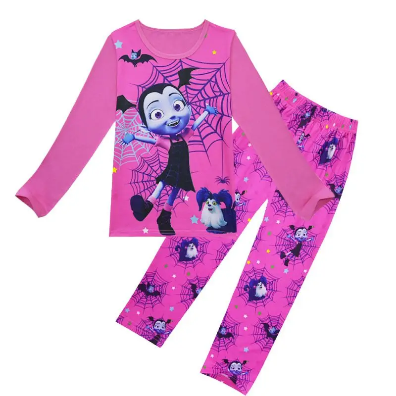 Осень Штаны для девочек с рождественским изображением Vampirina пижамы дети вампира Костюмы пижама с длинными рукавами пижамы костюм сна комплект из двух предметов