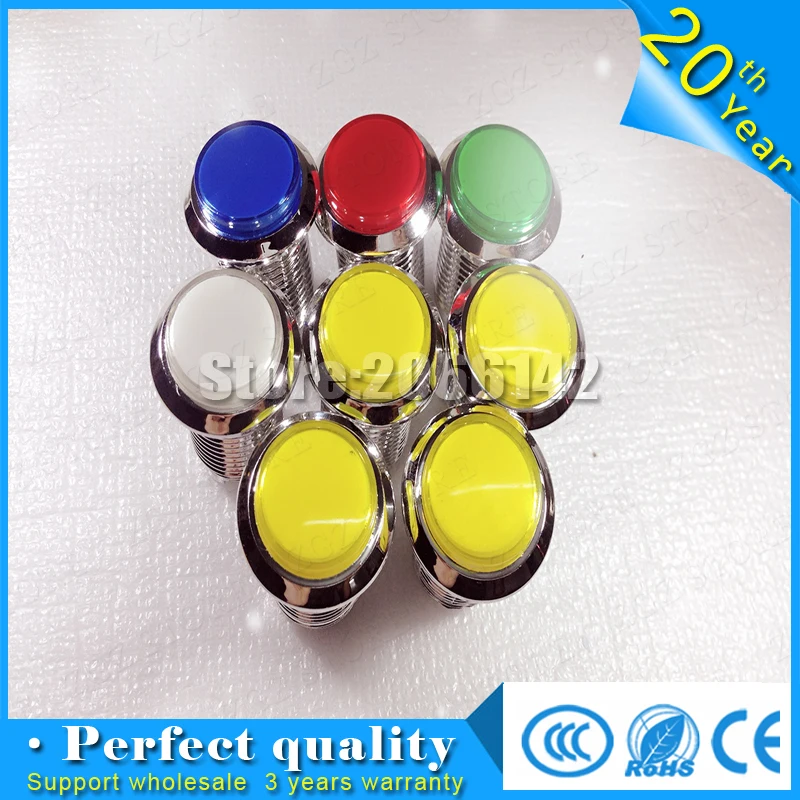 

Free shipping CHROME Plated illuminated 12v LED Arcade Push Button with microswitch 5 colors 1pcs