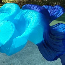 2 шт(1R+ 1L) 2 окрашенных цвета-микс, ручная работа шелк веер вуаль для танца живота или сцены Бирюза+ королевский синий