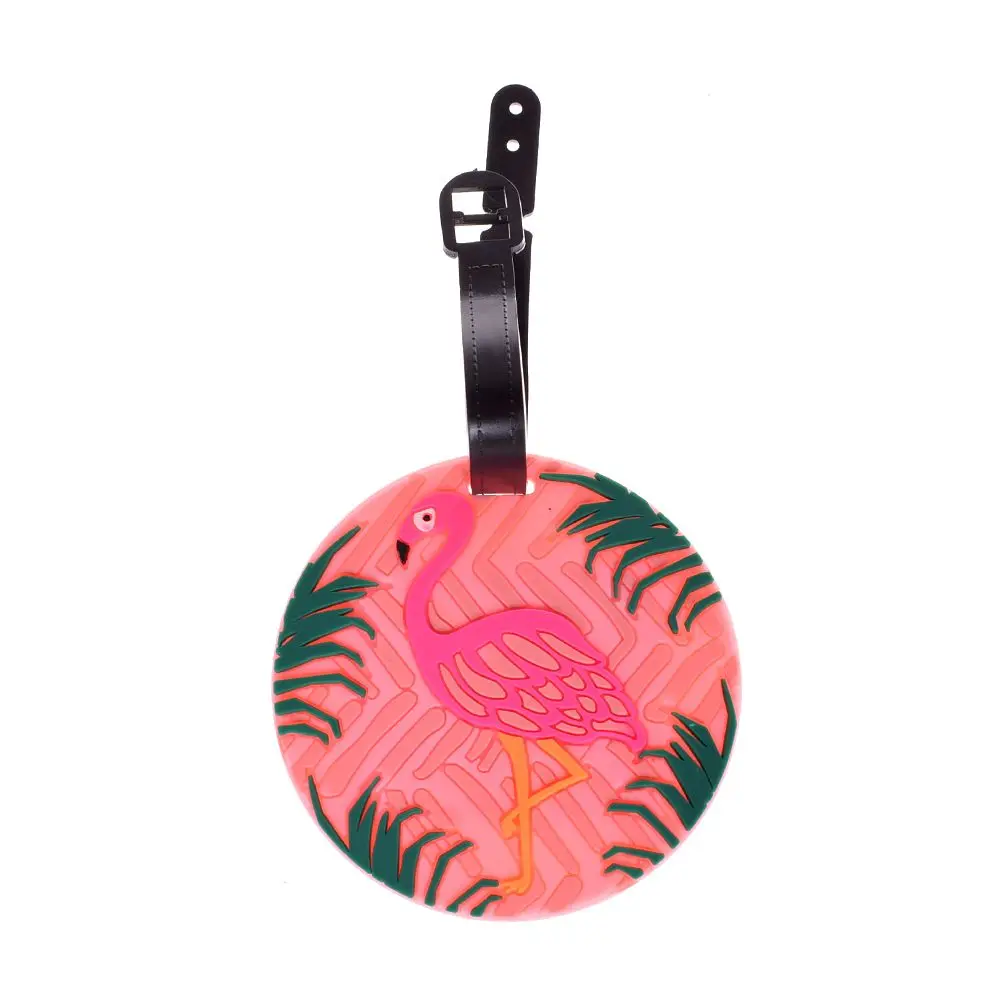 Креативная багажная бирка с изображением животных из мультфильма силикагель чемодан ID Addres держатель переносная бирка аксессуары для путешествий багажная посадочная бирка - Цвет: Flamingo 1