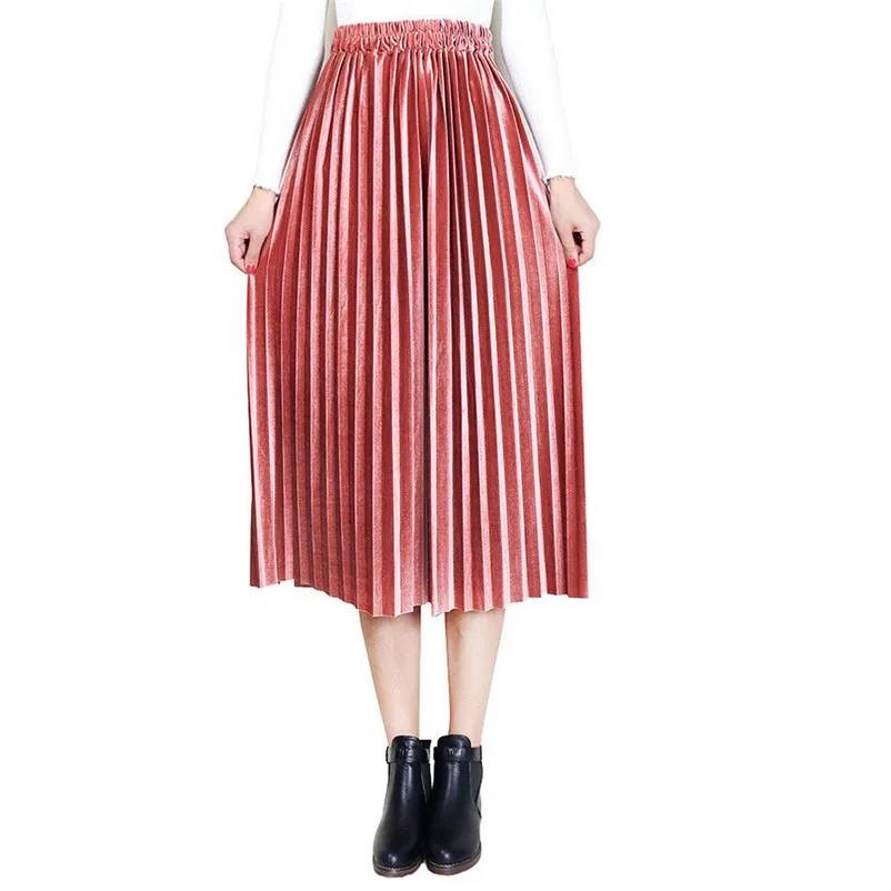 NEW Fashion 2018 Summer style skirts womens Pleated Skirt Vintage High Waist straight Skirt Long Skirts Femme Saia Y05#N (8)