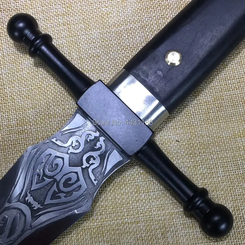 High-Grade Warrior Battle Sword Katana Sabre Battle Ready Double Edge Sharp T1095 High Carbon Steel W/Leather Sheath