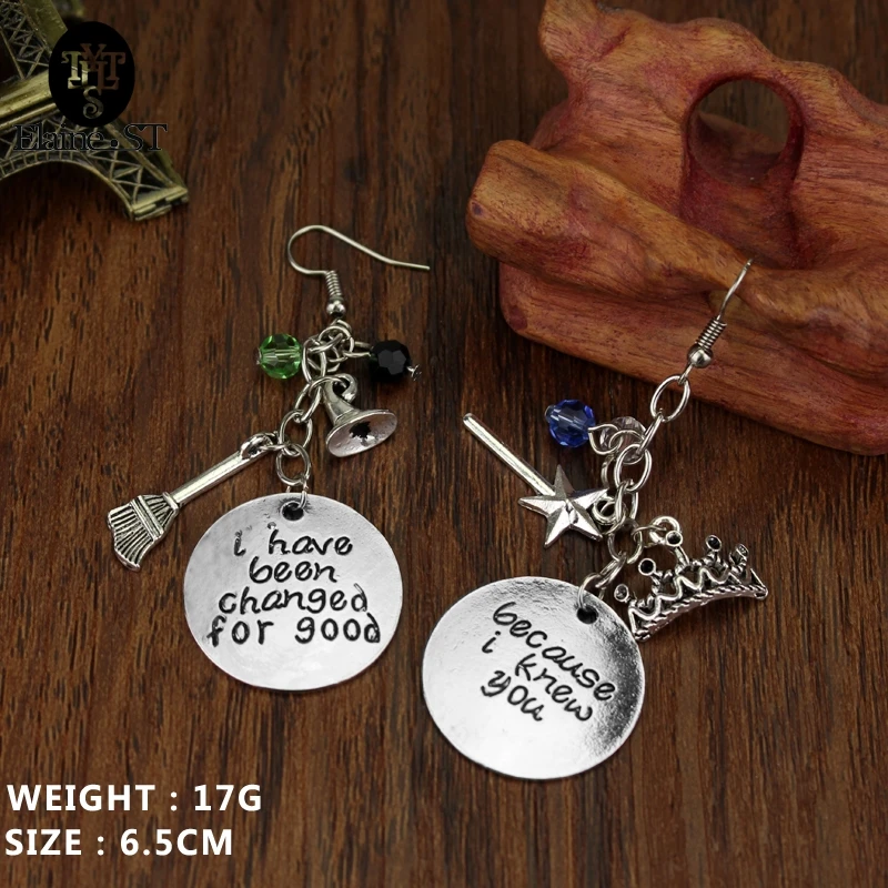 DIY hand-carved Wicked the Musical Drop Earrings