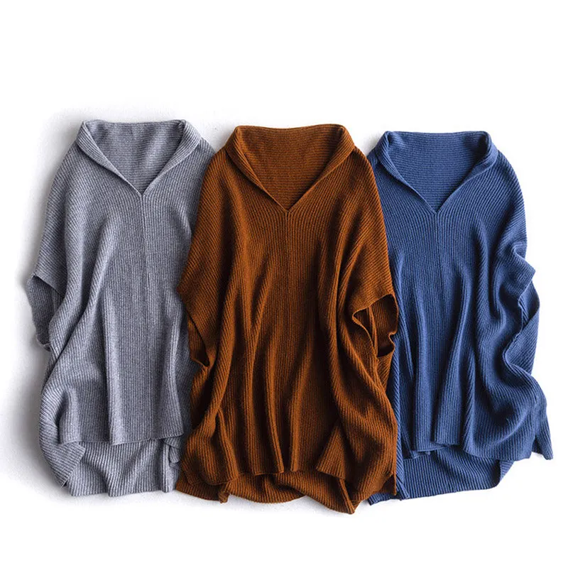 

Women's Loose Knitted Wool Blend Big V Neck Vest Long Tail Female Match Swaeter Women's Sleeveless Pullover Fashion Winter
