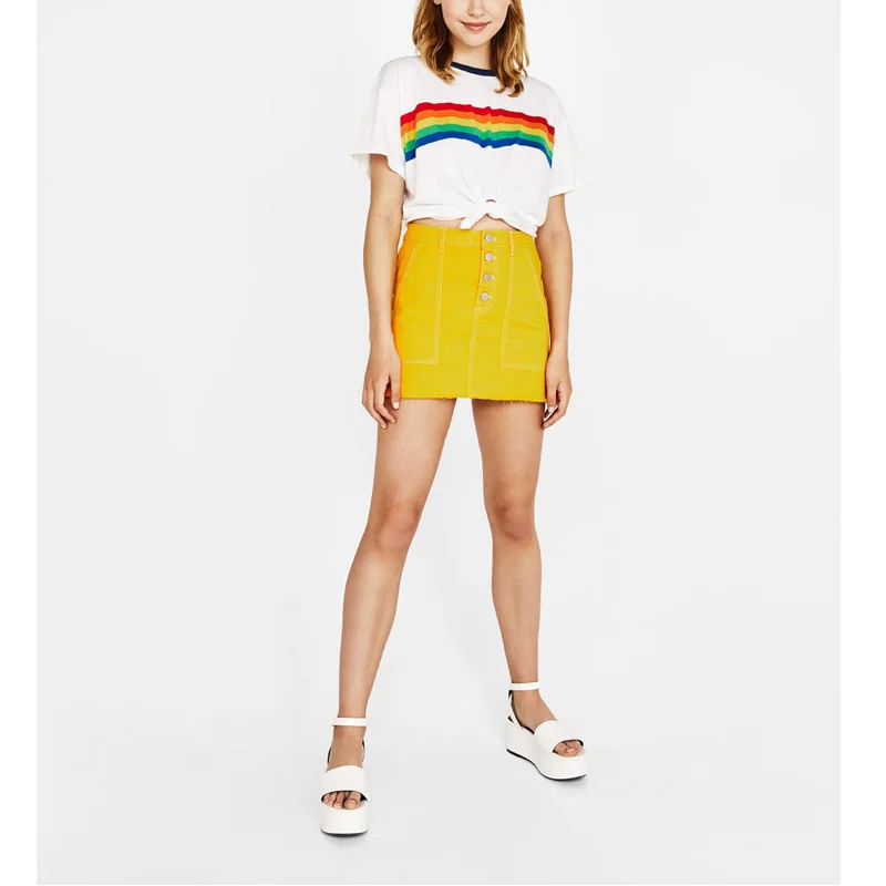 

Rainbow Print T Shirt Women 2018 Summer O-Neck Harajuku Vegan BTS Kpop Friends Vogue Vintage White Cotton Tops Plus Size