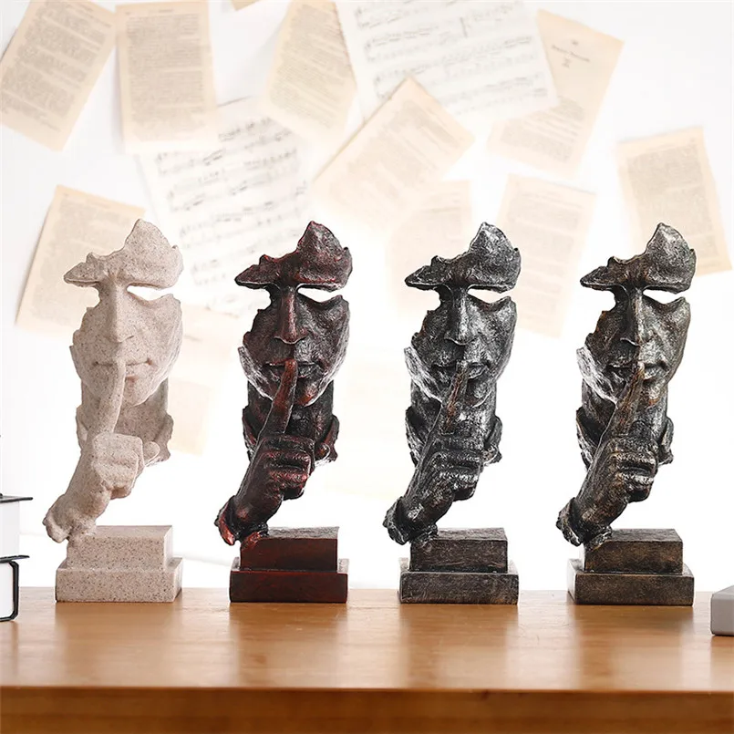 

Nordic Style Resin Silent Statue People Statues Slience is gold Sculptures Figurine Imitate Antique Decorations Home Ornaments