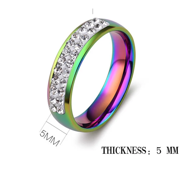Online Pride Ring Stainless Steel An Jewelry Pride Ring Stainless Steel An Jewelry Rainbow Shiny Rhinestones Glaring 5mm Rings For Wedding