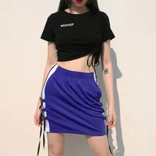 Новые весенне-Летние Элегантные миди-юбки Женская Спортивная юбка-карандаш хлопок эластичный облегающий талию, бедра повязная юбка синий