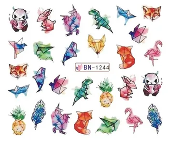 

Nail Art Sticker Water Decals Nails Tattoo Slider Stickers Geometric Animal Designs Decoration Manicure Pegatina Foil Wraps