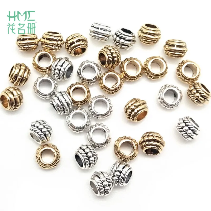 

30pcs/lot 8*6mm Zinc Alloy Metal Spacer Beads Three Layer Oblate Beads for DIY Bracelet Necklace Jewelry Findings Making