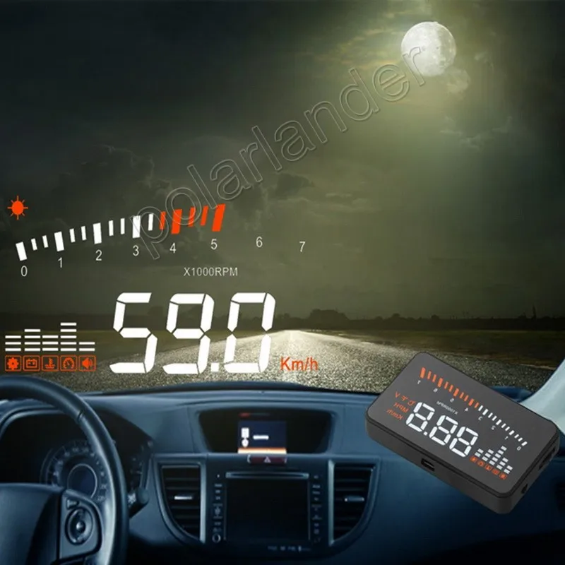 OBD II W03 hud-проектор Head Up Дисплей 5,5 дюймов Smart голос Автомобиль HUD км/ч MPH Превышение скорости предупреждение