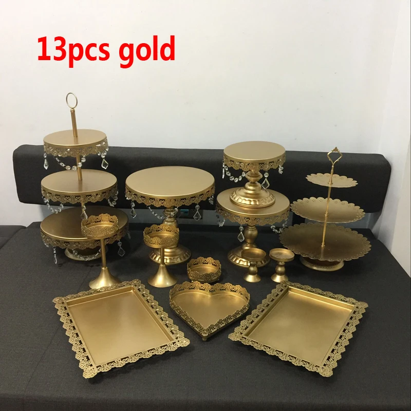 gold wedding cake stand set 13 pieces cupcake stand barware decorating
