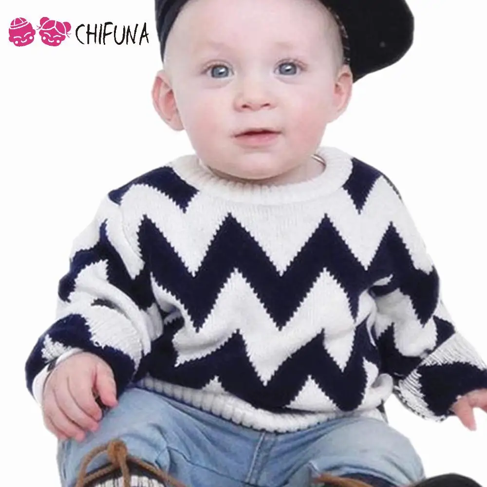 2017 New Fashion Baby Boys Sweaters Kids Clothes Black Grey Waves