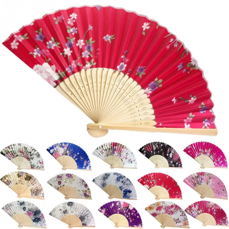 Летние винтажные бамбуковые складные ручные китайские танцевальные вечерние карманные подарки свадебные красочные дропшиппинг веер в виде цветка