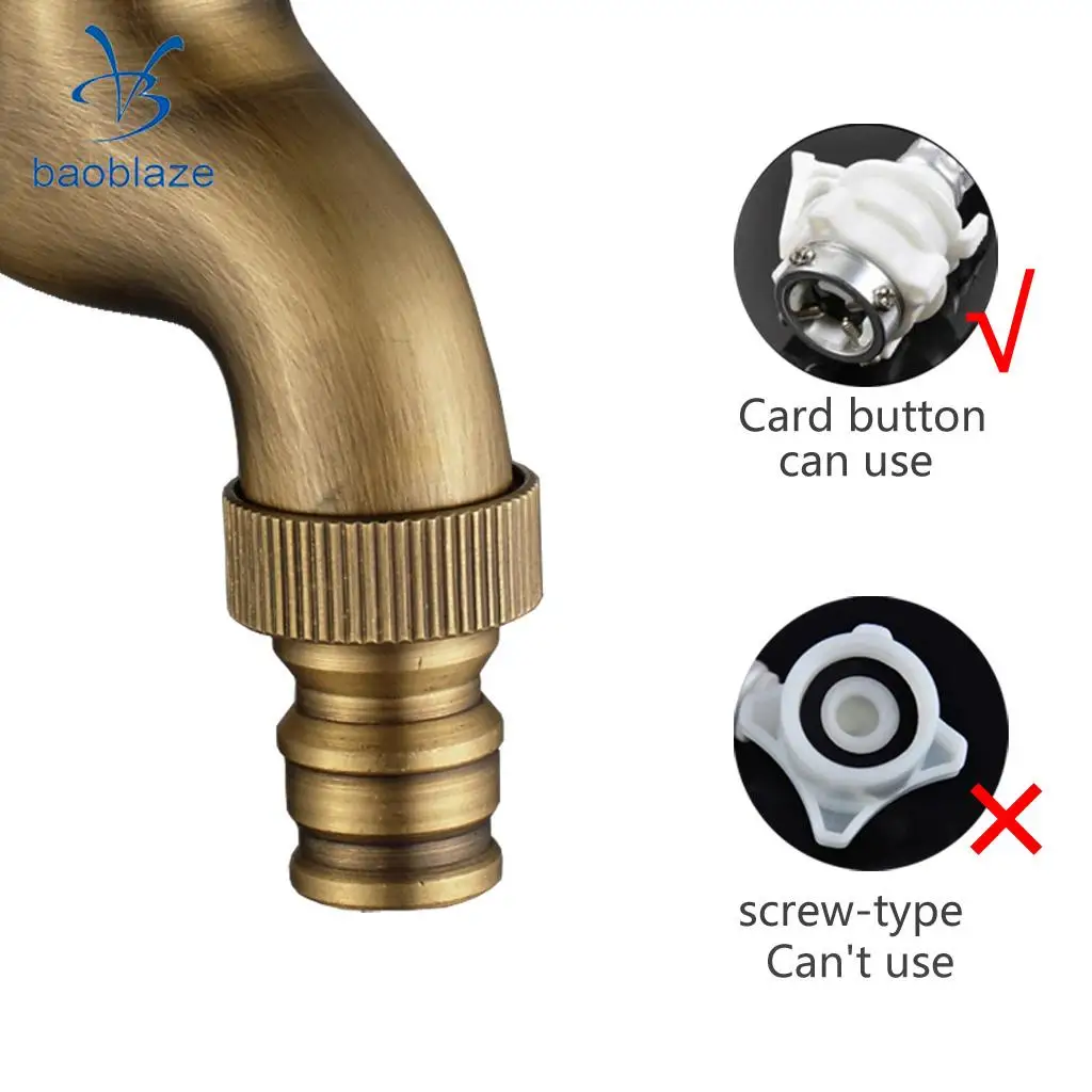 Antique Brass Wall Mount Outdoor Faucet Garden Bibcock Tap Mop Pool Faucet Laundry Sink Cold Water Tap