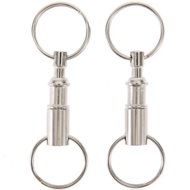 2PC Removable Keyring Quick Release Keychain Dual Detachable Key Ring ...