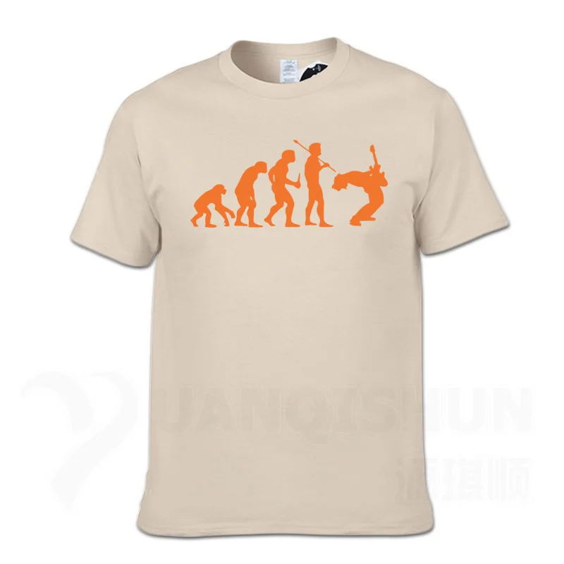 Забавная футболка для гитариста «Evolution Of a Guitarist Music Rock Guitar Musician Band», металлическая Мужская футболка, 16 цветов, крутые футболки унисекс - Цвет: Sand color2