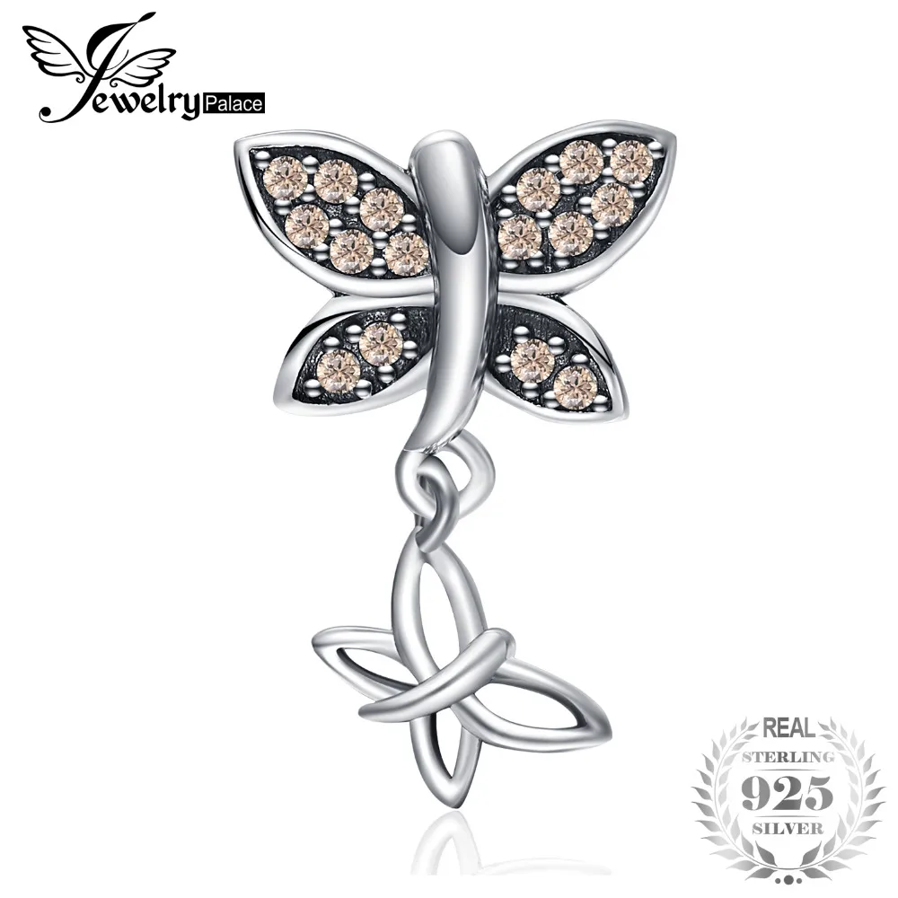 JewelryPalace 925 пробы серебро Шампанский кубик циркония бусины в виде бабочки Fit