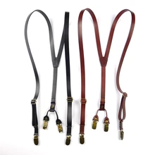 Подтяжки из натуральной кожи в стиле ретро коричневые подтяжки с бесплатной доставкой