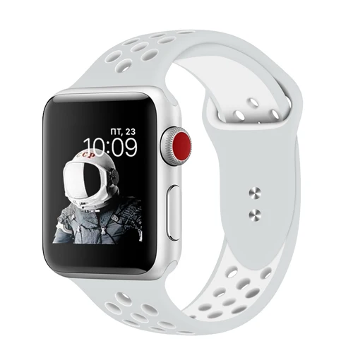 Хохлатый спортивный ремешок для Apple Watch 4 Band 44 мм 40 мм correa iwatch series 4 силиконовый браслет на запястье ремешок для часов Nike - Цвет ремешка: Silver white