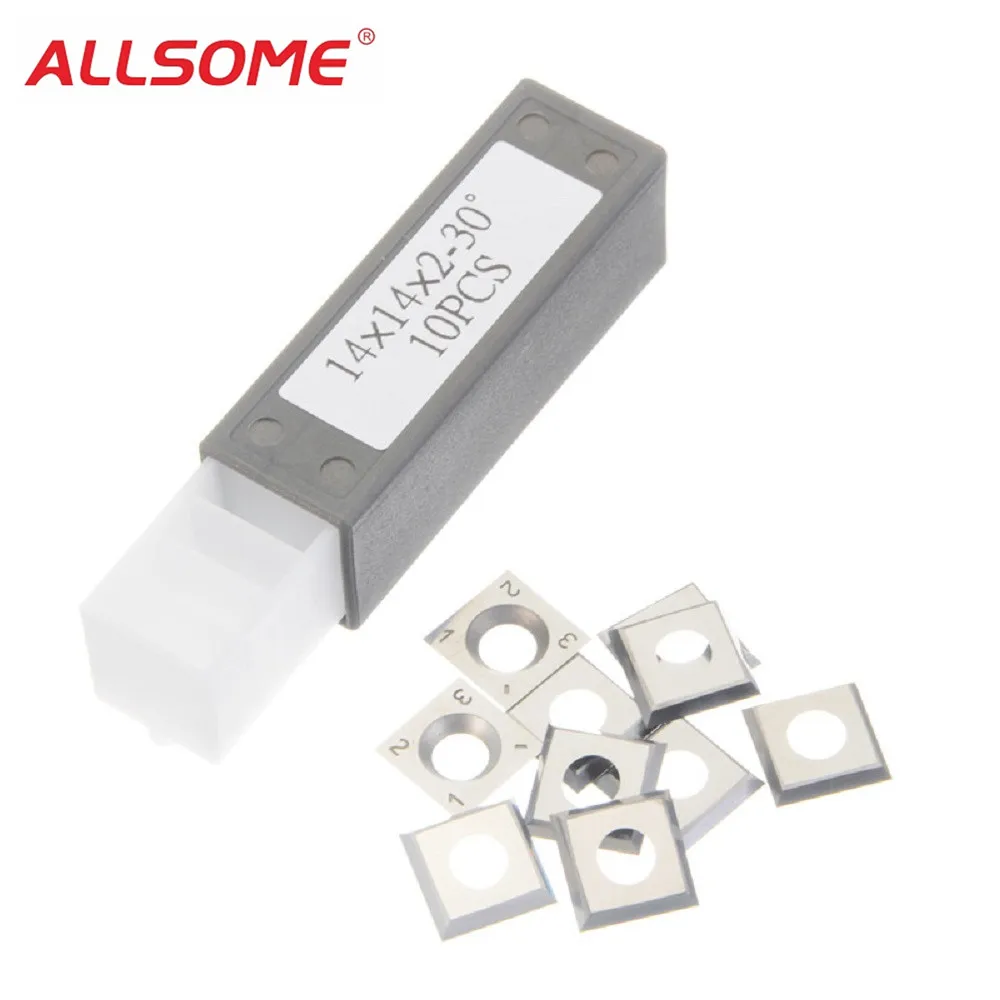 

ALLSOME 10pcs 14x14x2mm 30 Degree Carbide Inserts Cutter for Wood Turning Tool HT1914
