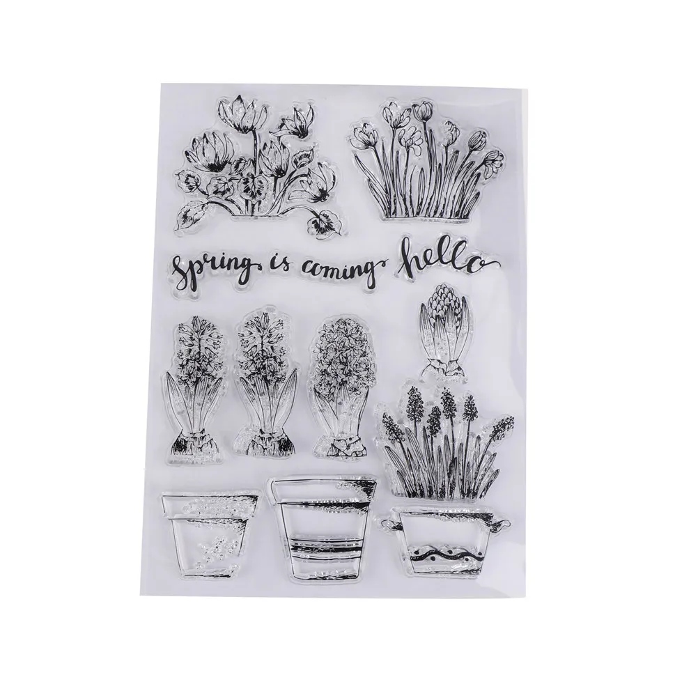 spring flowers Transparent Silicone Clear Rubber Stamp Sheet Cling