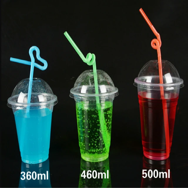 Plastic Coffee Cups Disposable  Disposable Smoothie Cups Lids - 100pcs/set  450ml - Aliexpress