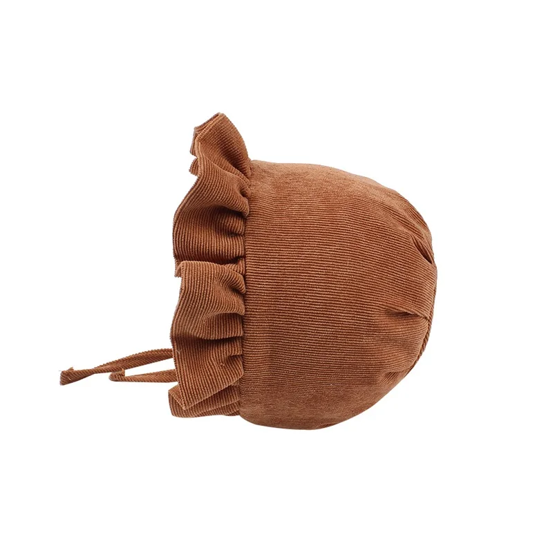 Corduroy Baby Beanie Hat Cute Princess Girls Cap Spring Autumn Lace Up Infant Beanie Sun Cap 3-12 Months Baby Girls Clothing (8)