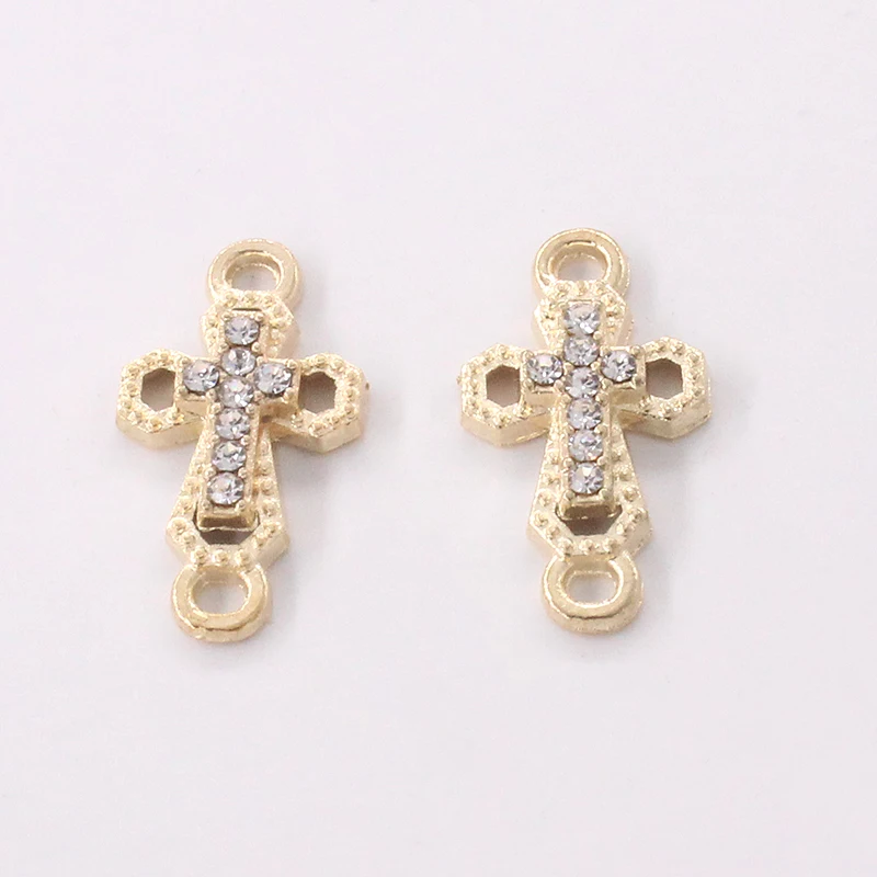 

New Arrival New Fashion 10 Pcs 2 Colour Clear Rhinestone Cross Connectors 21x11mm